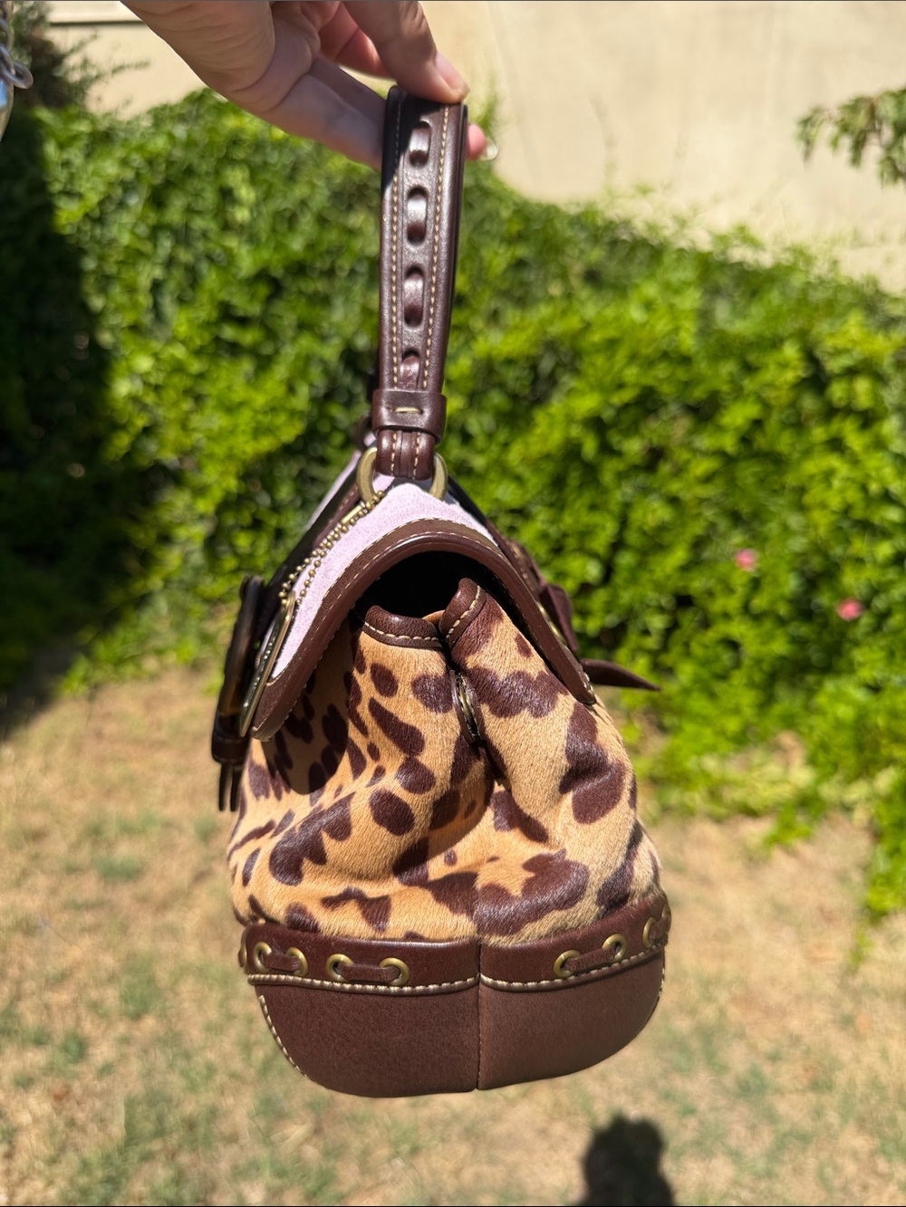 HTF Rare Vintage Coach Madison Ocelot haircalf suede bag & matching wristlet - Picture 6 of 17